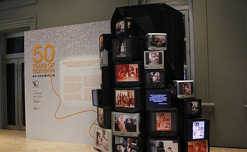 The fondly-nicknamed 'TV Tree' outside the exhibition. Image courtesy of the National Museum of Singapore.