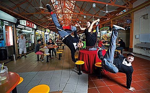 Members of The Flying Steps posing at Maxwell ahead of their performance here.