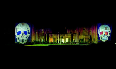 Halloween night laser show at Muncaster Castle, Laake District, Cumbria